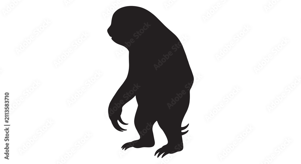 Fototapeta premium Sloth Silhouette On White Background animal mammal