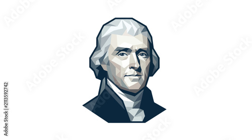 Foto Stylized geometric portrait illustration of Thomas Jefferson isolated on white background
