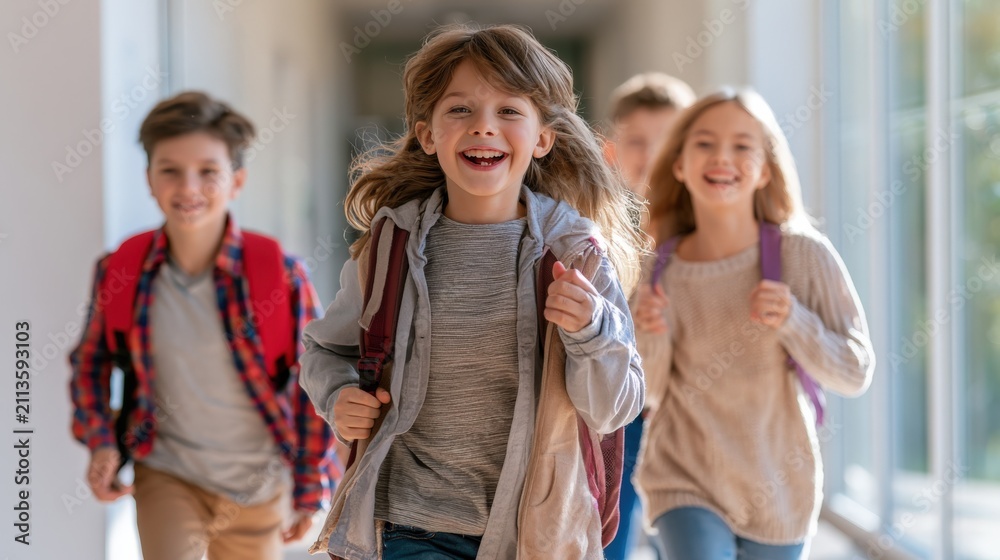 Fototapeta premium Bright hallway filled with laughing children