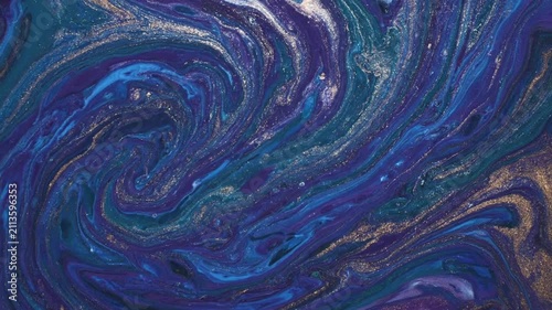 Abstract Blue Swirls Fluid Art Motion Background