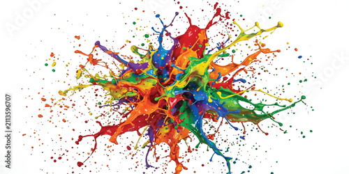 Bright paint splatter creating a colorful modern abstract composition.