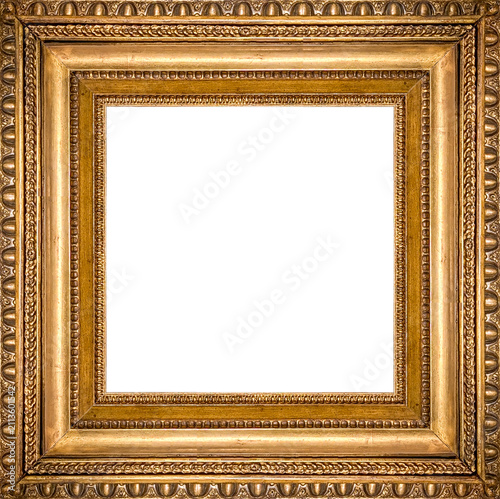 Old gold frame isolated on white surface