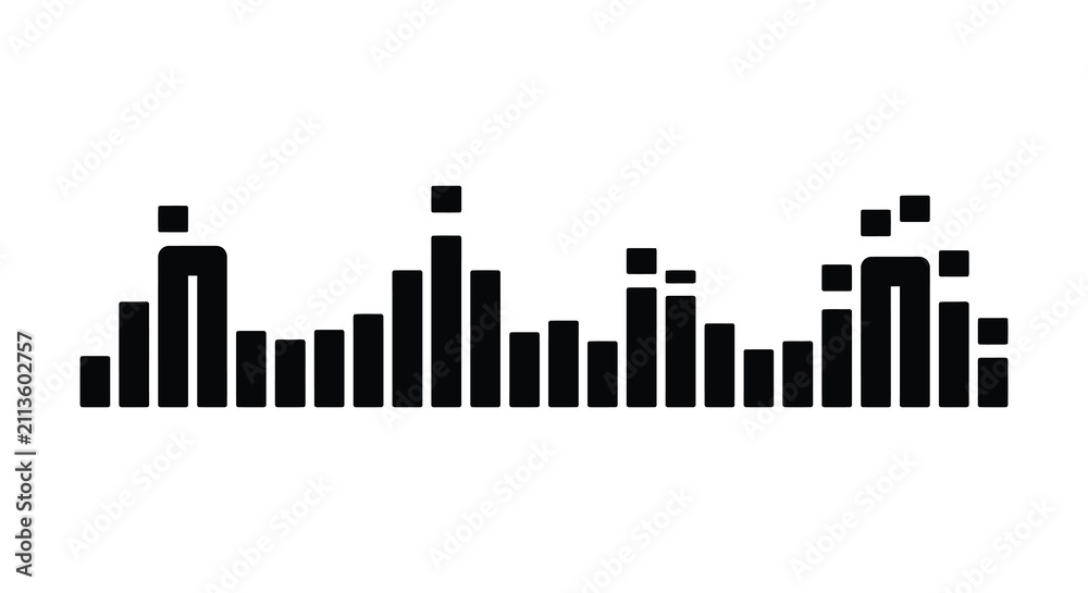Obraz premium Rectangular bar graph silhouette against a white background displaying varying column heights silhouette chart data visualization