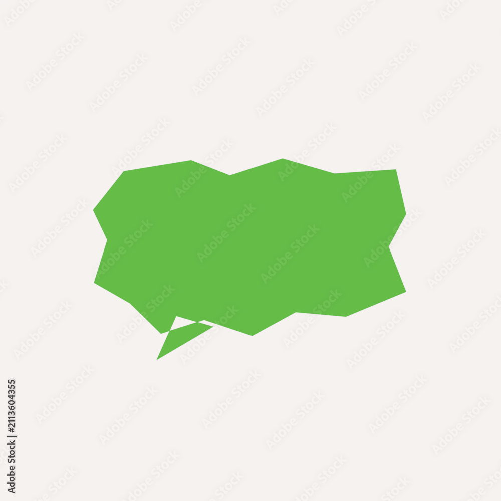 Obraz premium Green speech bubble with a rough jagged edge design for chat messages and communication concepts in a simple flat graphic style