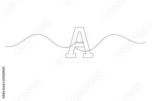 Letter A: continuous line art vector drawn with a modern minimalist aesthetic on a white background
