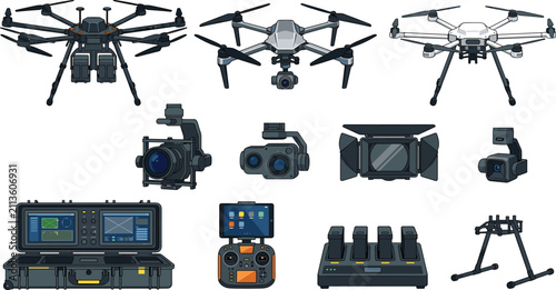 Fotografie Professional Drone Filmmaking Equipment Collection with Cinema UAV, Camera Syste