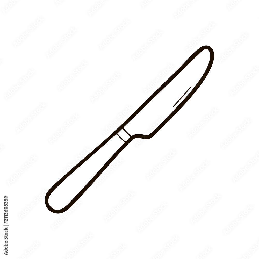 Fototapeta premium Table Knife Line Art Vector Illustration for Cutlery Kitchen Utensil Dining Flatware Restaurant and Food Preparation Design