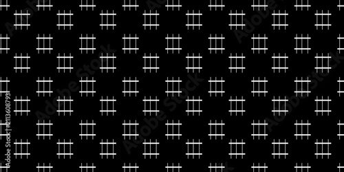 Obraz na plátne Seamless black and white geometric pattern featuring minimalist line grid gridlock gridiron elements for modern background  design
