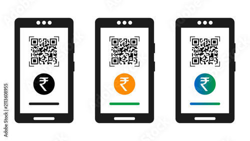 Indian Rupee QR Code Mobile Payment Scan 