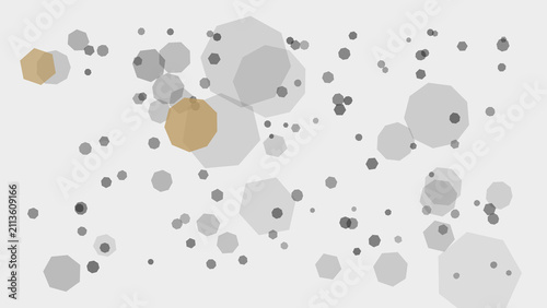 Фотография Abstract background with scattered grey and gold geometric hexagon shapes
