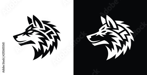 Wolf Head Vector Logo Fierce Wild Animal Mascot Illustration