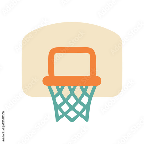 Fotografía Cute Cartoon Basketball Hoop and Backboard, Playful Sports Icon