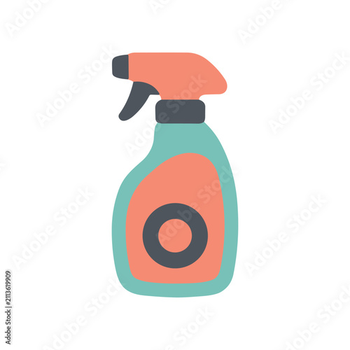 Cleaning Spray Bottle Icon - Simple Flat Design for Household Chores and Hygiene