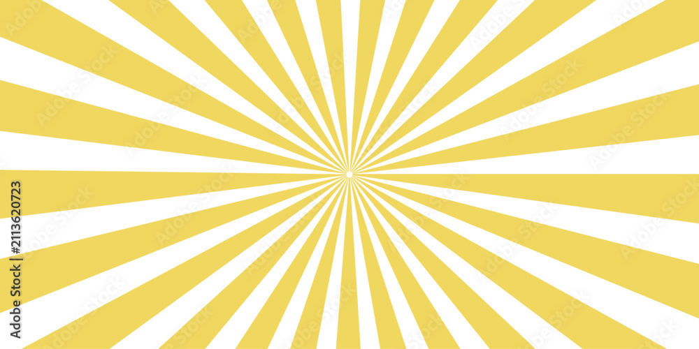 Fototapeta premium Radial sunburst pattern in yellow and white, symbolizing energy, light, and optimism. This graphic design evokes a sense of brightness and positivity.