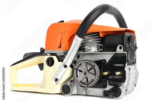 Foto Gasoline Chainsaw Isolated on White Background