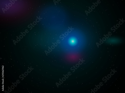 Bright blue comet flying through starry space background