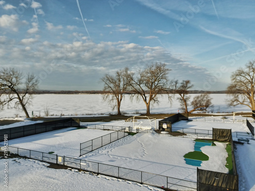 Pickleball courts in wintertime, Liverpool, New York