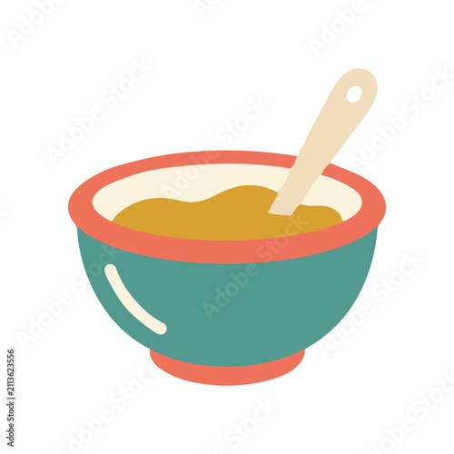 Cozy Bowl of Soup with Spoon, Warm Comfort Food Illustration