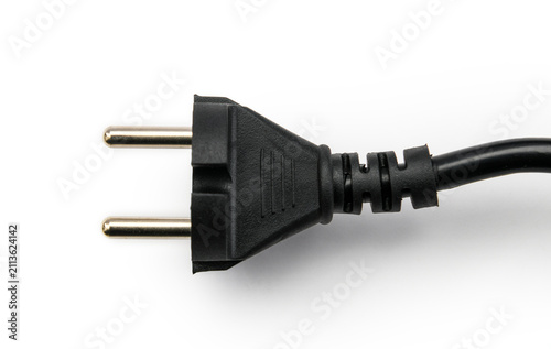 European Electric Power Plug Isolated on White Background