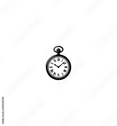 Minimalist Pocket Watch Icon - Classic Black and White Design