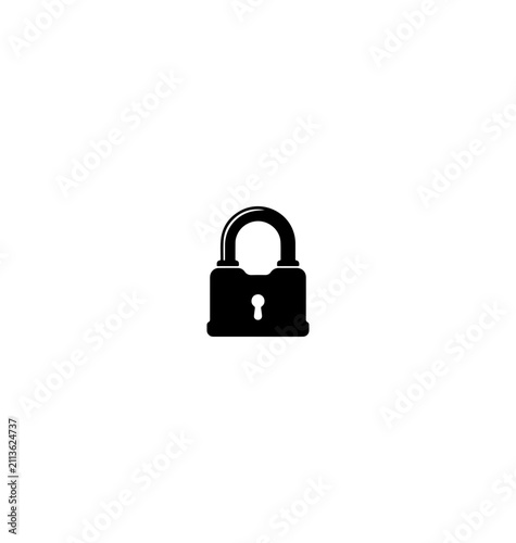 Modern Minimalist Padlock Icon - Black Vector Illustration