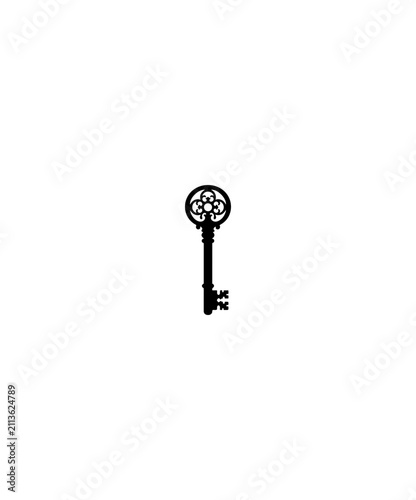 Minimalist Black Key Icon Vector Illustration