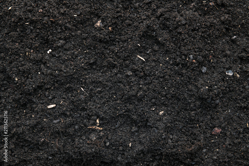 Dark Soil Texture Background Close Up
