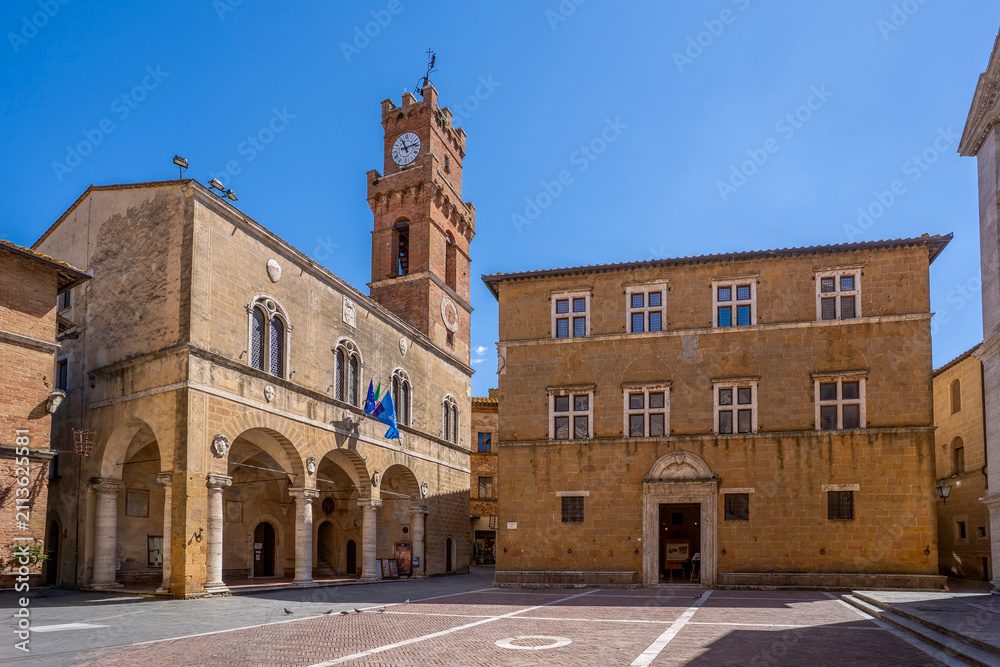 Obraz premium Pienza Town street view in Tuscany of Italy