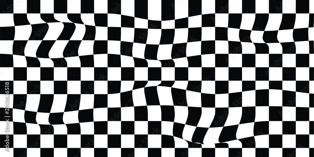 Obraz premium Black and white checkerboard pattern background. Seamless geometric square grid texture for racing flags, textile, or graphic design. Vector illustration.