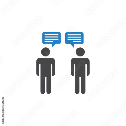 Two people having a conversation with speech bubbles