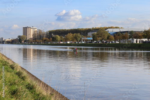View of people rowing on the 
