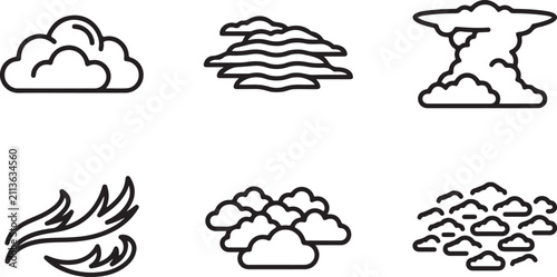 Foto Six different weather and cloud icons set Vector
