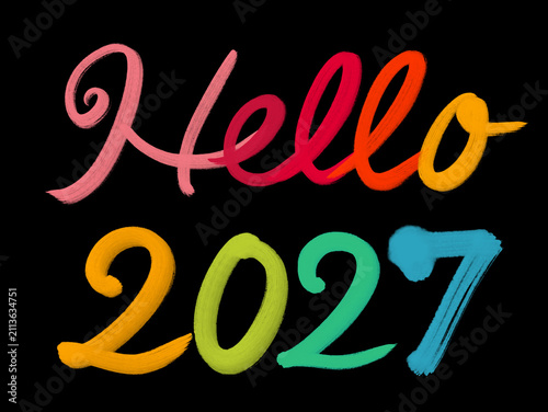 Hello 2027.bk_01 手書きの筆文字（背景黒）