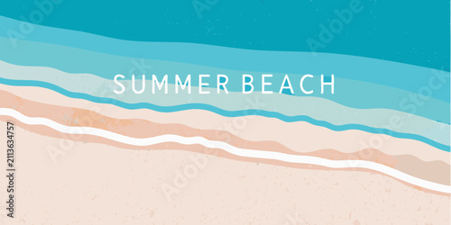 Foto Beach illustration with layered waves and sandy shore