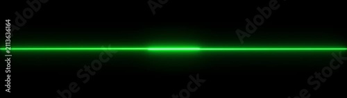 Two glowing red neon horizontal line segments separated by a thin gap isolated on a solid black background. 4k video 