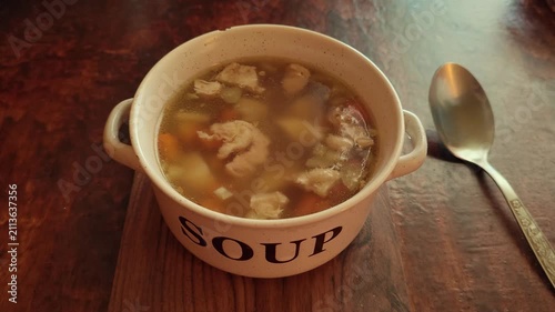 hot soup in a bowl