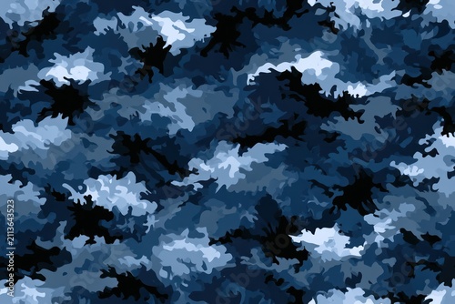 Tactical ocean blue camouflage repeating pattern
