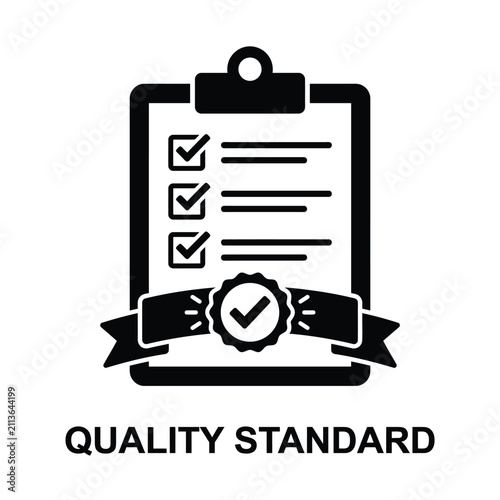 Checklist with checkmarks and ribbon banner a flat black icon on a white background tick list to do task verification