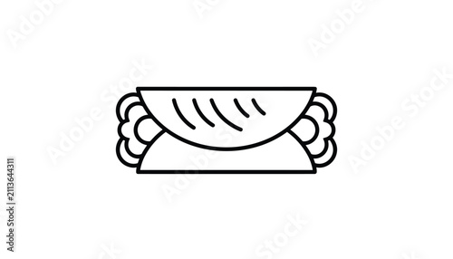 Simple line art of a taco or wrapped burrito with lettuce and fillings representing Mexican fast food cuisine.