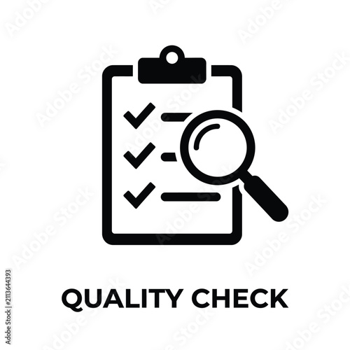 Foto Quality check icon featuring a clipboard with checkmarks and a magnifying glass