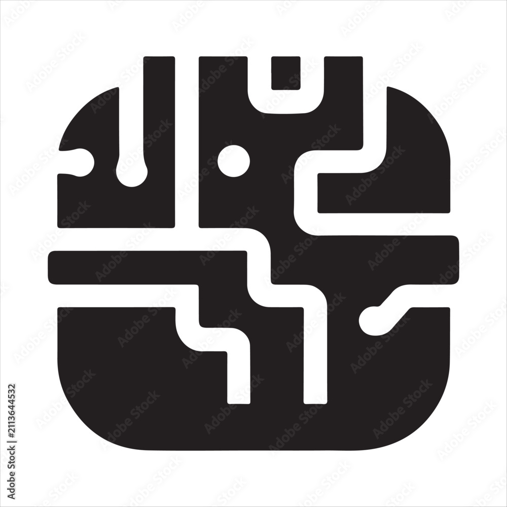 Obraz premium Machine Learning vector silhouette line art logo design concept illustration idea
