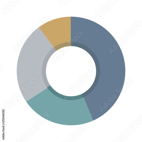 Tableau sur toile Circular chart with four colored segments on a white background displaying propo
