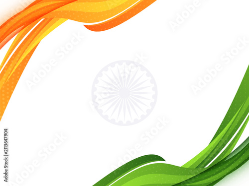 Beautiful Indian flag theme tricolor wave design background
