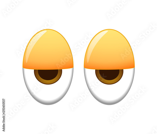 Minimalist emoji vector illustration featuring two tired, sleepy, or bored cartoon eyes, rendered in a simple style