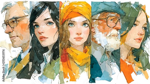 Expressive Watercolor Portraits of Diverse Stylish People