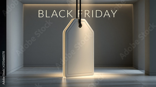 Luxury Black Friday sale tag in modern retail display