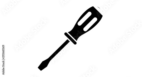 Vector illustration of flathead screwdriver icon on a transparent background