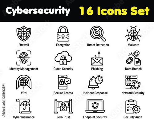 Cybersecurity and Data Protection Icon Set