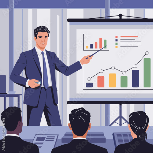 Business Presentation Showing Growth and Performance Analytics