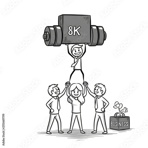 Teamwork lifting 8K resolution television.